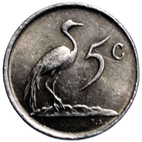 1988 South Africa 5c nickel Fine