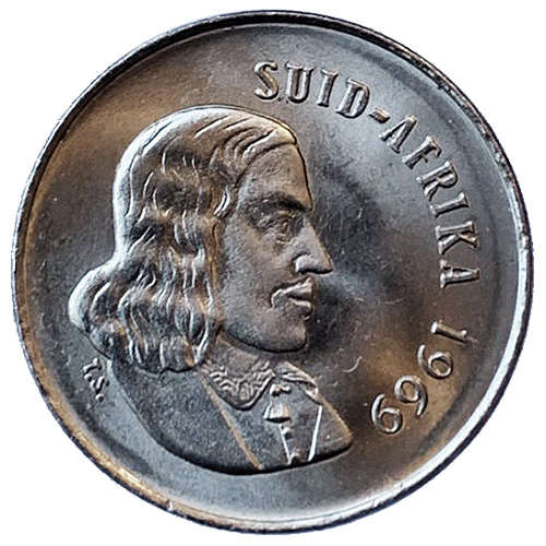 1969 South Africa 5c uncirculated nickel Afrikaans