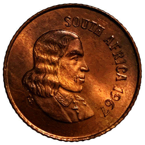 1967 South Africa English 1c uncirculated bronze