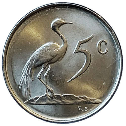1969 South Africa 5c uncirculated nickel Afrikaans