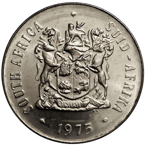 1975 South Africa coat of arms 50c UNCIRCULATED nickel