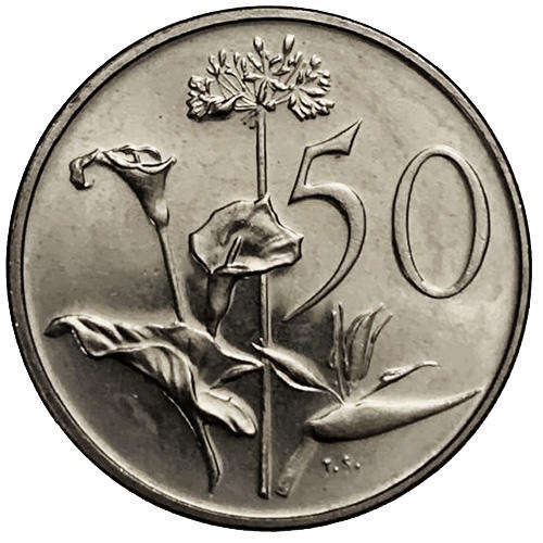 1975 South Africa coat of arms 50c UNCIRCULATED nickel