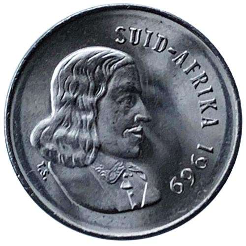 1969 South Africa 5c uncirculated nickel Afrikaans
