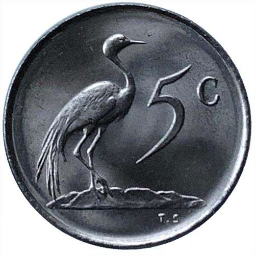 1969 South Africa 5c uncirculated nickel Afrikaans