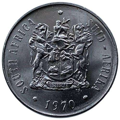 1970 South Africa 50c UNCIRCULATED nickel