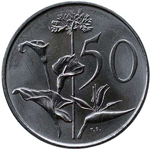 1970 South Africa 50c UNCIRCULATED nickel