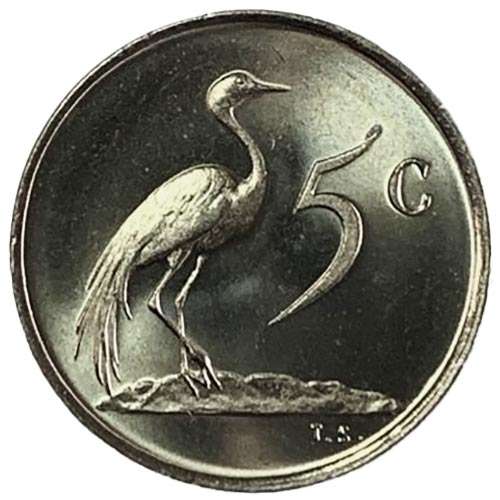 1970 South Africa 5c uncirculated nickel