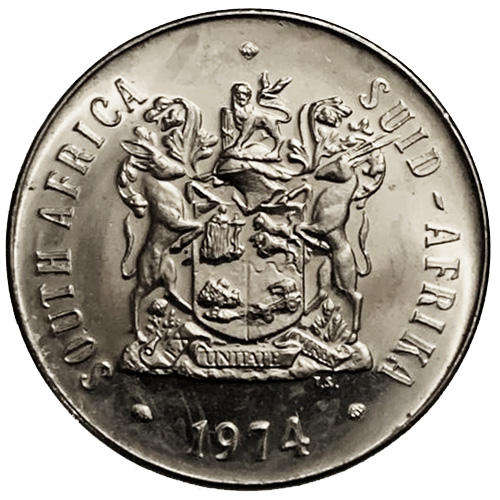 1974 South Africa 50c UNCIRCULATED nickel