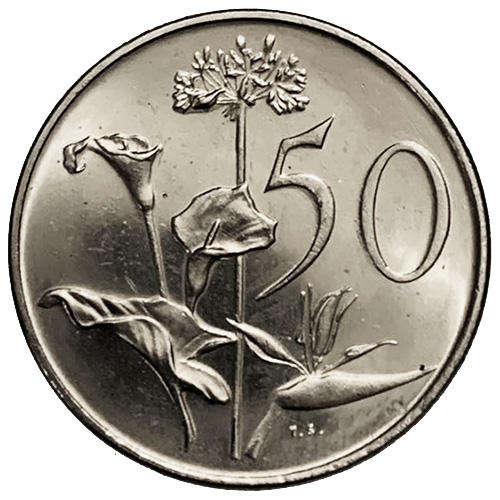1974 South Africa 50c UNCIRCULATED nickel