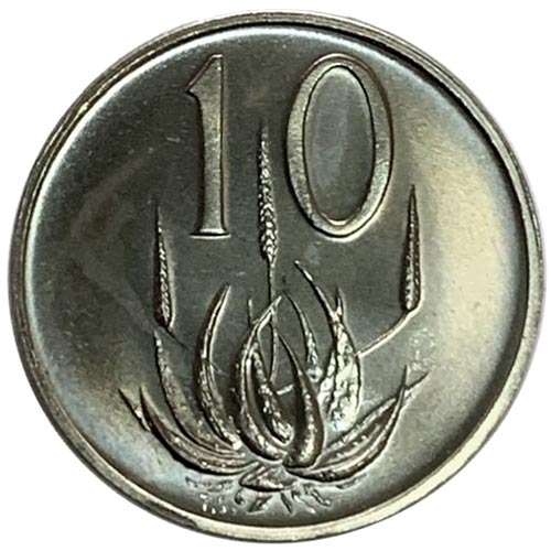 1972 South Africa 10c uncirculated nickel