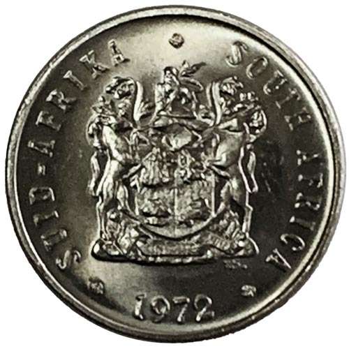 1972 South Africa 5c uncirculated nickel