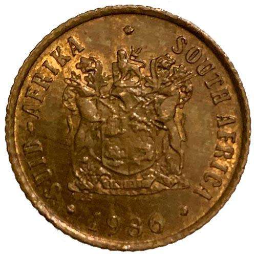 1986 South Africa coat of arms 1c bronze