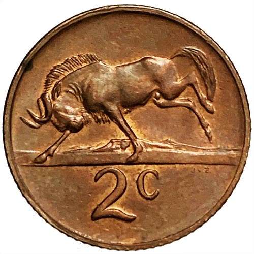 1973 South Africa 2c bronze AU
