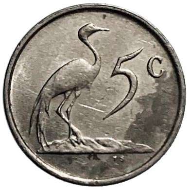 1988 South Africa 5c nickel Very Fine
