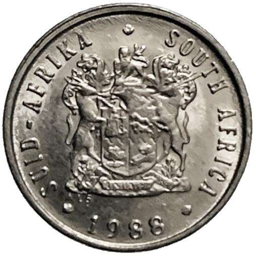1988 South Africa 5c nickel Extra Fine
