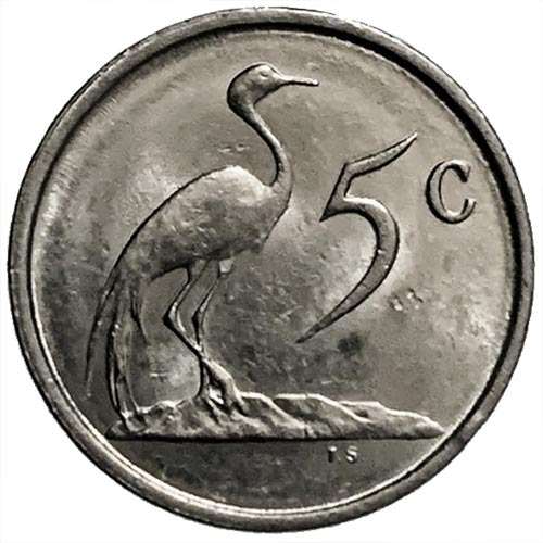 1988 South Africa 5c nickel Extra Fine