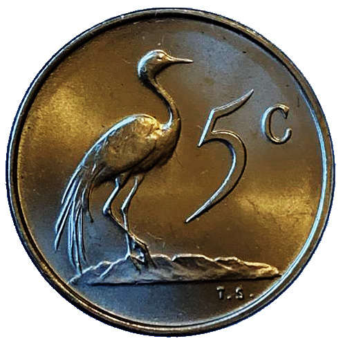 1971 South Africa 5c uncirculated nickel