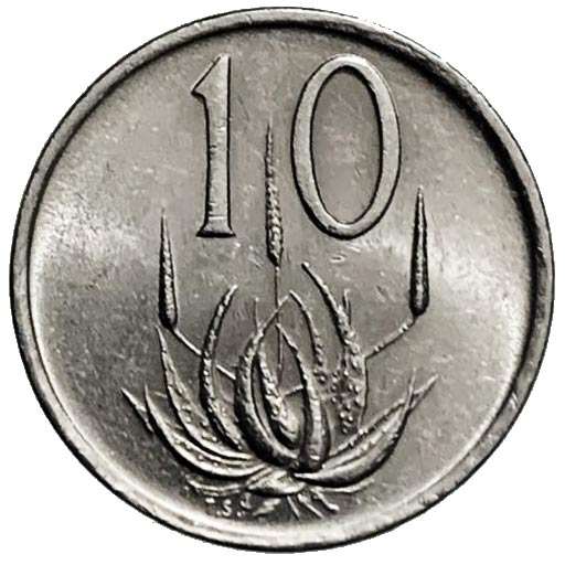 1986 South Africa 10c nickel Very Fine