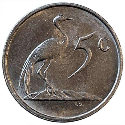 1988 South Africa 5c pure nickel Very Fine
