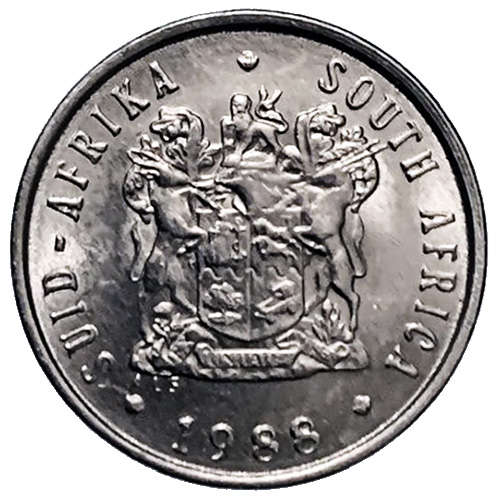 1988 South Africa 5c nickel Extra Fine