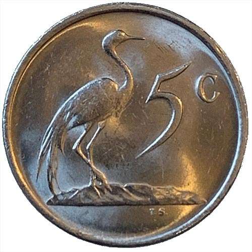 1984 South Africa 5c About Uncirculated nickel