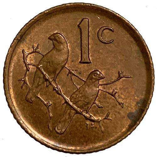 1985 South Africa coat of arms 1c bronze