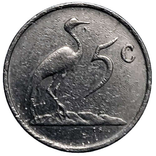1986 South Africa 5c pure nickel Fine