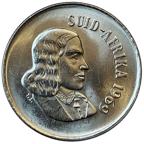 1969 South Africa 10c Afrikaans uncirculated nickel