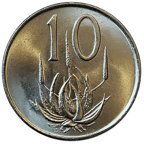 1969 South Africa 10c Afrikaans uncirculated nickel