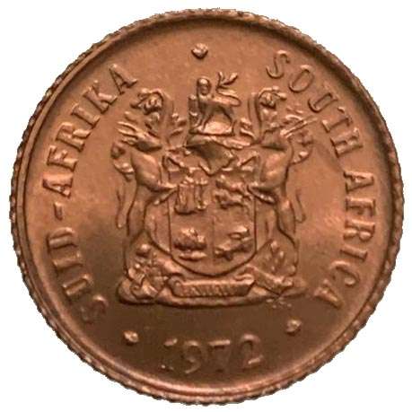 1972 South Africa 1c uncirculated bronze