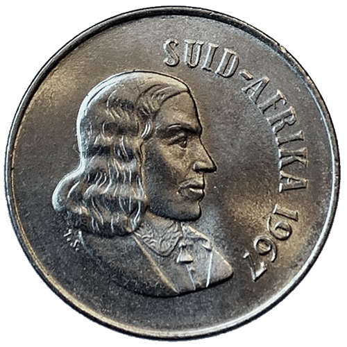 1967 South Africa 10c Afrikaans uncirculated nickel