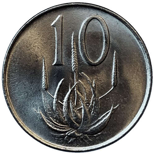 1967 South Africa 10c Afrikaans uncirculated nickel
