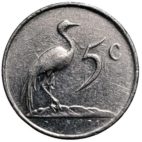 1984 South Africa 5c pure nickel Fine