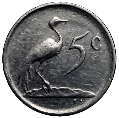 1969 South Africa 5c nickel Afrikaans Fine