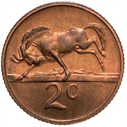 1972 South Africa 2c uncirculated bronze