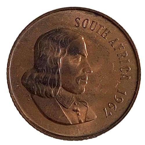 1967 South Africa English 2c uncirculated bronze