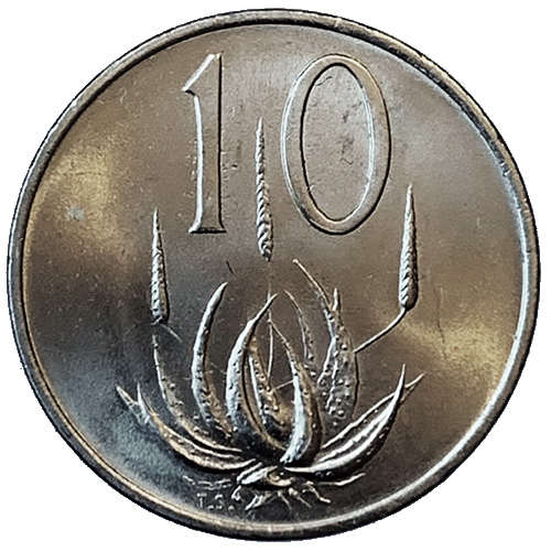 1975 South Africa 10c uncirculated nickel