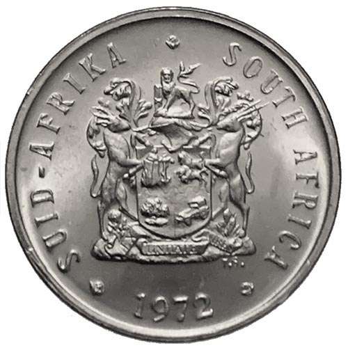 1972 South Africa 5c uncirculated nickel