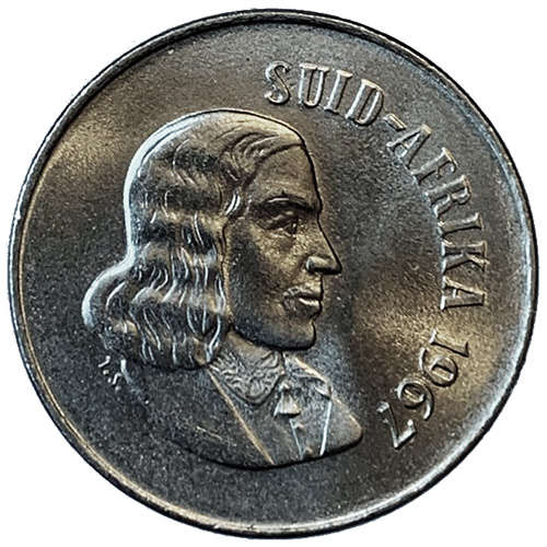 1967 South Africa 10c Afrikaans uncirculated nickel
