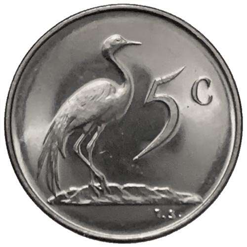 1972 South Africa 5c uncirculated nickel