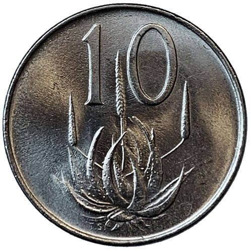 1967 South Africa 10c Afrikaans uncirculated nickel