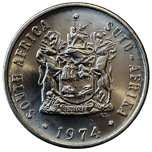 1974 South Africa 10c uncirculated nickel