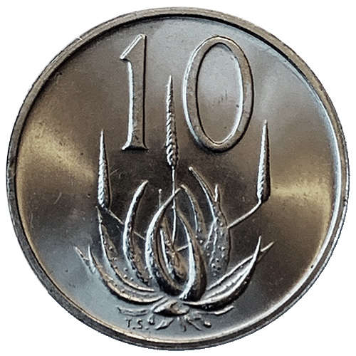 1974 South Africa 10c uncirculated nickel