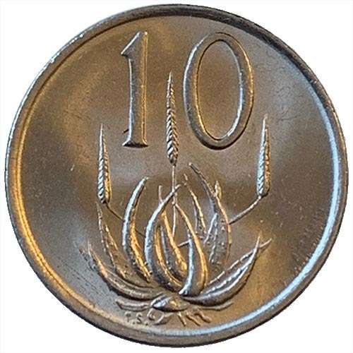 1988 South Africa 10c nickel Extra Fine