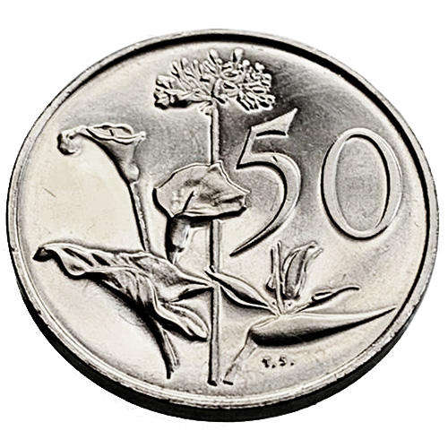 1975 South Africa coat of arms 50c PROOF nickel