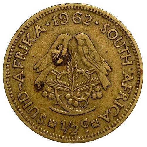 1962 South Africa half 1/2 cent 1st decimal series