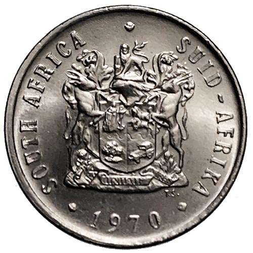 1970 South Africa 10c nickel Extra Fine