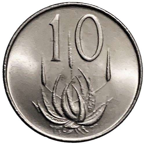 1970 South Africa 10c nickel Extra Fine