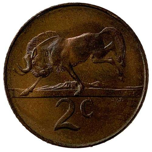 1967 South Africa English 2c uncirculated bronze