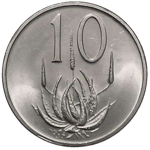 1972 South Africa 10c uncirculated nickel
